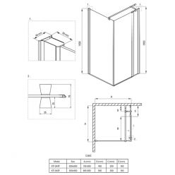 Душевой уголок Deante Cubic KTI 043P 90x90, стекло прозрачное