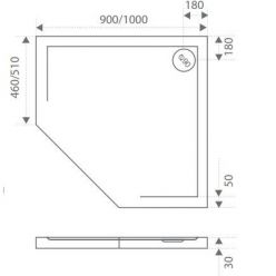 Душевой поддон Good Door Пента 90 Грей (серый)