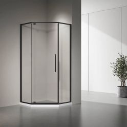 Душевой уголок Veconi Rovigo RV-35B 100x100 прозрачные стекла / профиль черный матовый