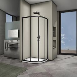 Душевой уголок Veconi RV07B-100-01-C3 100x100 стекла прозрачные, профиль черный
