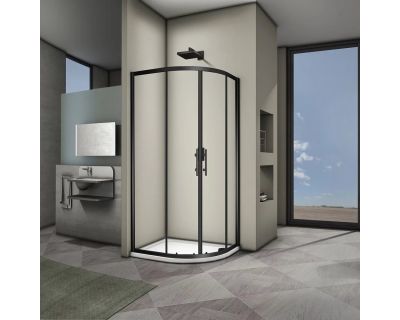 Душевой уголок Veconi RV07B-100-01-C3 100x100 стекла прозрачные, профиль черный