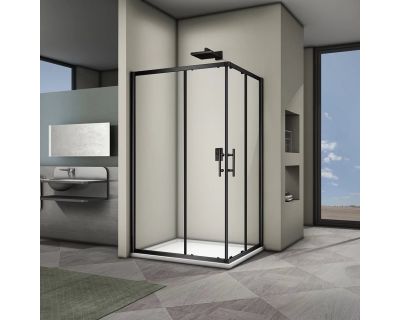 Душевой уголок Veconi RV30B-10090-01-C3 100x90 стекла прозрачные, профиль черный
