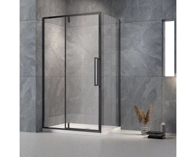 Душевой уголок Veconi RV034B-100100-01-C7 100x100 стекла прозрачные, профиль черный матовый