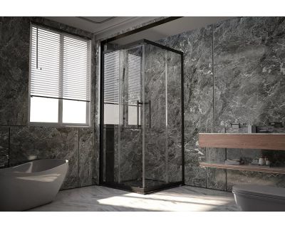 Душевой уголок Veconi Premium Trento PTC-20B 90x90 прозрачные стекла / профиль черный матовый