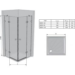 Душевой уголок Ravak Brilliant BSRV4-90 хром+транспарент