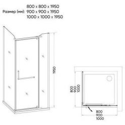 Душевой уголок Veconi Rovigo RV-19B 100x90 прозрачные стекла / профиль черный