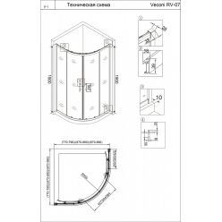 Душевой уголок Veconi RV07B-100-01-C3 100x100 стекла прозрачные, профиль черный