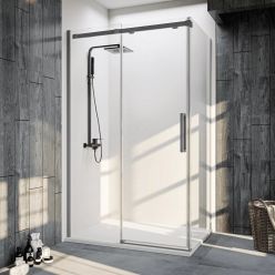 Душевой уголок Veconi Rovigo RV-070GR 120x90 прозрачные стекла, профиль брашированный графит
