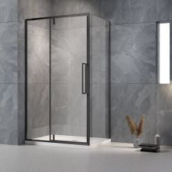 Душевой уголок Veconi RV034B-100100-01-C7 100x100 стекла прозрачные, профиль черный матовый