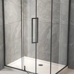 Душевой уголок Veconi RV034B-100100-01-C7 100x100 стекла прозрачные, профиль черный матовый