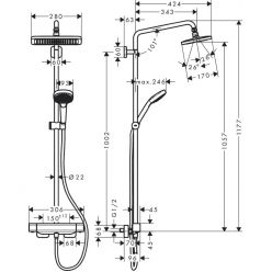 Душевая система Hansgrohe Croma E Showerpipe 280 1jet 27630000