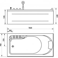 Гидромассажная ванна Gemy G9006-1.5 B R