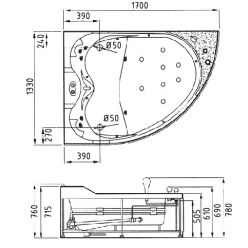 Акриловая ванна Gemy G9086 O
