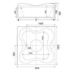 Гидромассажная ванна Gemy G9089 K L/R (левая/правая) 187х187х85 (гидромассаж, аэромассаж, электр.пульт, хромотерапия)