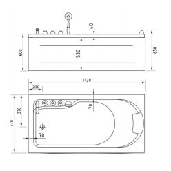 Гидромассажная ванна Gemy G9006-1.7 B L/R (левая/правая)