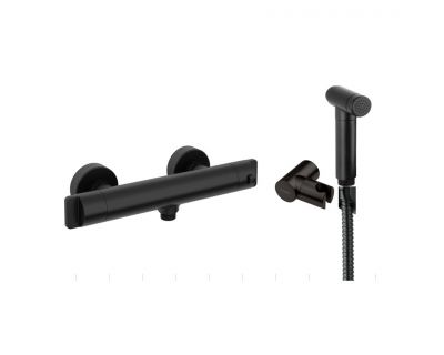 Смеситель термостатический с гигиеническим душем Deante Nero BCHSN4BT-4 черный
