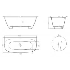 Ванна каменная UMY SIDE 180x85 U-Solid, без перелива, цвет белый матовый