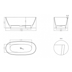 Ванна каменная UMY NOA LIGHT 170x80 U-Solid, без перелива, цвет белый матовый