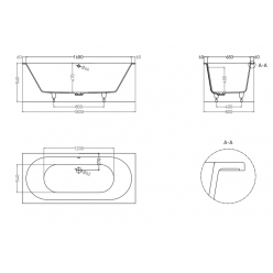 Ванна Salini ORNELLA AXIS 180x80 (S-Sense, матовый) 103411M 