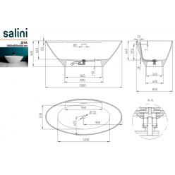 Ванна отдельностоящая Salini DIVA 178x85,5 (S-Sense, глянец)