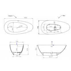 Ванна отдельностоящая Salini PAOLA 160x77 (S-Stone, матовый)