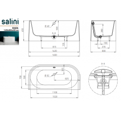 Ванна отдельностоящая Salini GIADA 165x80 (S-Sense, глянец)