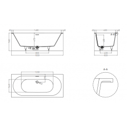 Ванна Salini ORNELLA AXIS KIT 180x80 (S-Sense, матовый) 103511M 