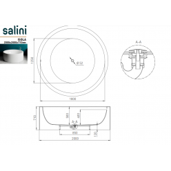 Ванна отдельностоящая Salini ISOLA 200x200 (S-Sense, матовый)