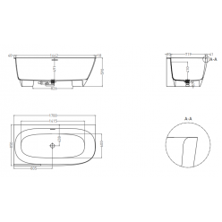 102515G Ванна пристенная угловая Salini SOFIA CORNER L 170x85 (S-Sense . глянцевый)