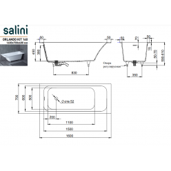 Ванна Salini ORLANDO_KIT 160x70 (S-Sense, глянец)