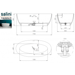 Ванна отдельностоящая Salini ALDA 170x80 (S-Stone, матовый)