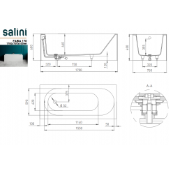 Ванна отдельностоящая Salini FABIA 170x75 (S-Sense, глянец)
