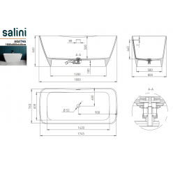 Ванна отдельностоящая Salini AGATHA 180x81 (S-Stone, матовый)