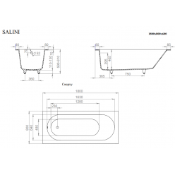 Ванна Salini ORNELLA 180x80 (S-Sense, матовый)