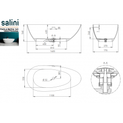 Ванна отдельностоящая Salini PAOLA BASSA 160x77 (S-Sense, глянец)