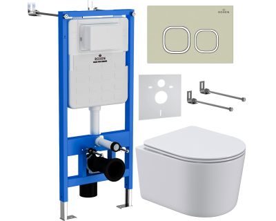 Комплект инсталляции с унитазом 6 в 1 StounFix Slim 966614