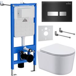Комплект инсталляции 6 в 1 Roxen StounFix Slim 965318 с унитазом 530120-01 и клавишей смыва Glass 430280B