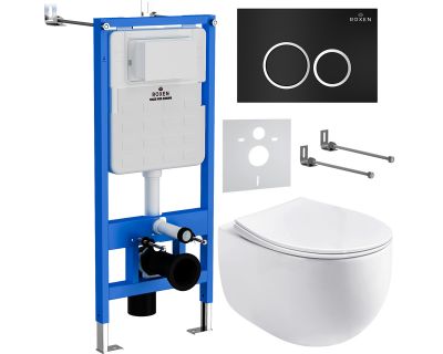 Комплект инсталляции для унитаза 6 в 1 Roxen StounFix Slim 964010 клавиша черная
