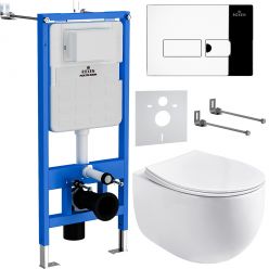 Комплект инсталляции для унитаза 6 в 1 Roxen StounFix Slim 964205 с клавишей Caspia хром глянцевый