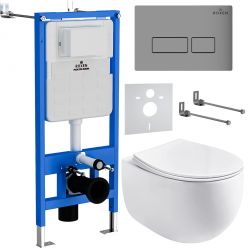 Комплект инсталляции для унитаза 6 в 1 Roxen StounFix Slim 964210 с клавишей Caspia хром матовый