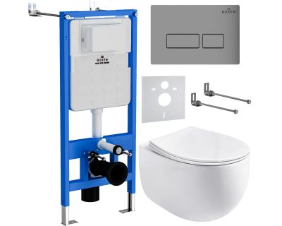 Комплект инсталляции для унитаза 6 в 1 Roxen StounFix Slim 964210 с клавишей Caspia хром матовый