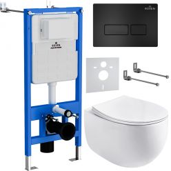 Комплект инсталляции для унитаза 6 в 1 Roxen StounFix Slim 964195 с клавишей Caspia черный матовый