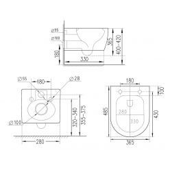 Комплект инсталляции для унитаза 6 в 1 Roxen StounFix Slim 964894 Steel оружейная сталь