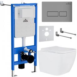 Комплект инсталляции Roxen с унитазом StounFix Slim 606295 клавиша хром матовый