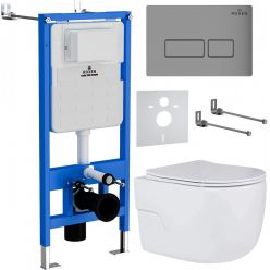 Комплект инсталляции Roxen с унитазом StounFix Slim 607036 клавиша хром матовый