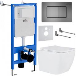 Комплект инсталляции Roxen с унитазом StounFix Slim 616329 клавиша оружейная сталь