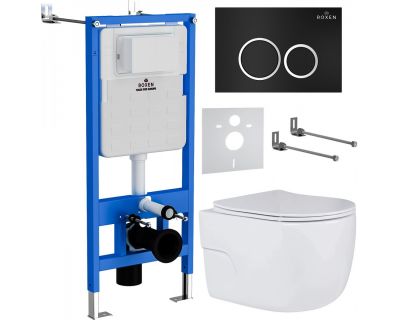 Комплект инсталляции Roxen с унитазом StounFix Slim 507542 клавиша черная