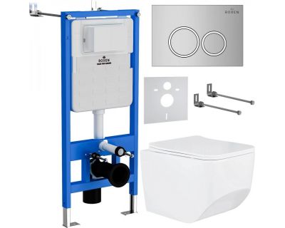 Комплект инсталляции Roxen с унитазом StounFix Slim 518414 6 в 1 клавиша хром