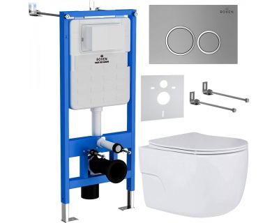 Комплект инсталляции Roxen с унитазом StounFix Slim 531880 6в1 клавиша хром