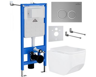 Комплект инсталляции Roxen с унитазом StounFix Slim 532055 6в1 клавиша хром